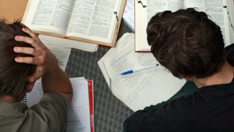 Studierende arbeiten mit Wörterbüchern.